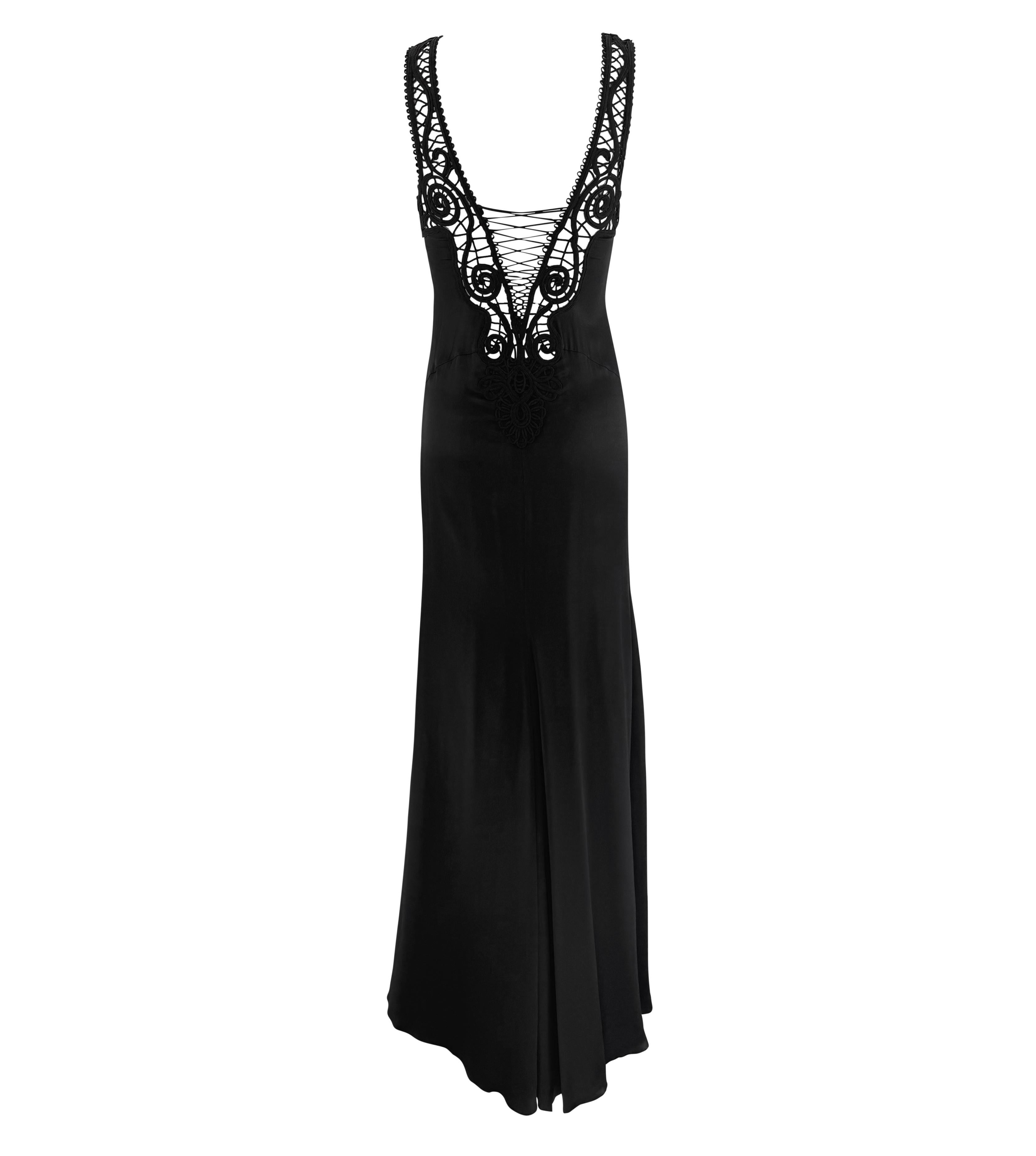 NWT S/S 2006 Versace by Donatella Sheer Plunging Backless Silk Satin Slip Gown For Sale 3