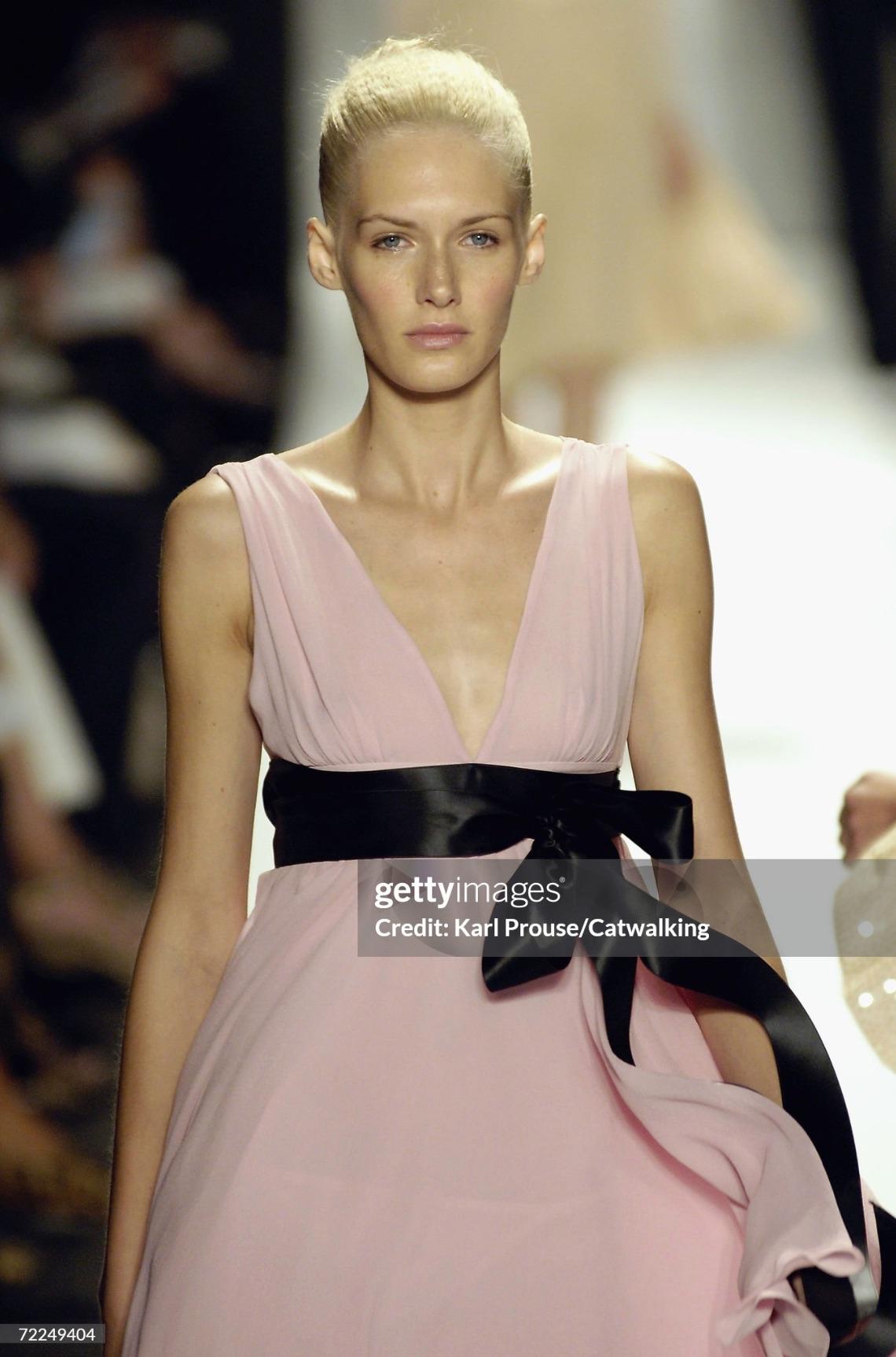 Women's or Men's NWT S/S 2007 Michael Kors Runway Pink Chiffon Flare Ribbon Trim Ballerina Dress For Sale