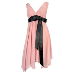NWT S/S 2007 Michael Kors Runway Pink Chiffon Flare Ribbon Trim Ballerina Dress