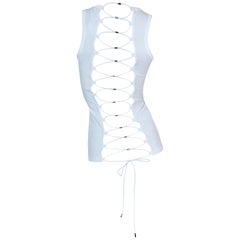 NWT S/S 2010 Gucci White Semi-Sheer Corset Tie Up Tank Top