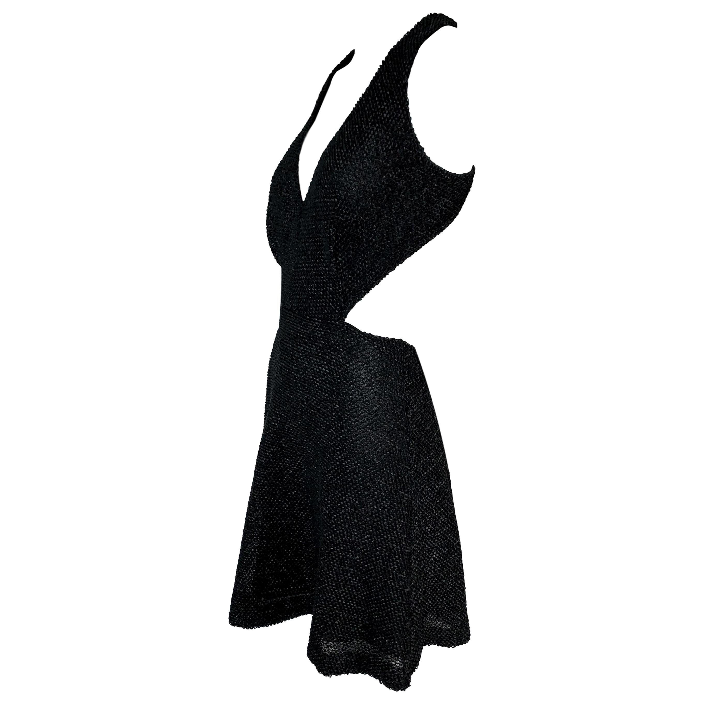 NWT S/S 2011 Yves Saint Laurent Black Cut-Out Woven Mini Dress