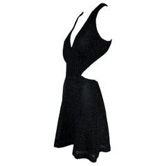 NWT S/S 2011 Yves Saint Laurent Black Cut-Out Woven Mini Dress