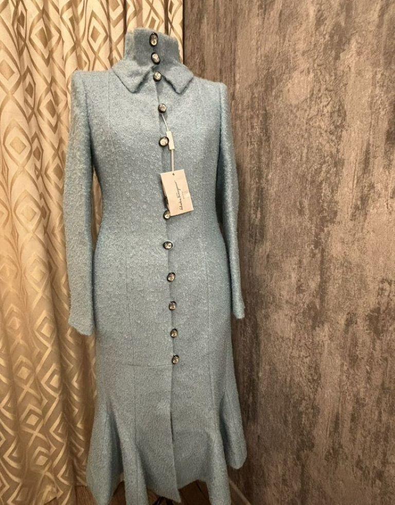 Gray NWT Salvatore Ferragamo coat For Sale