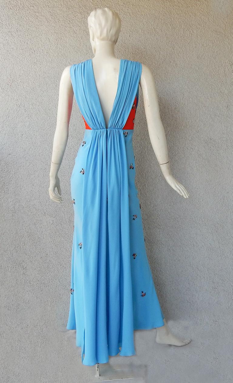 NWT Schiaparelli Jeweled Flowers Silk Evening Dress en vente 5