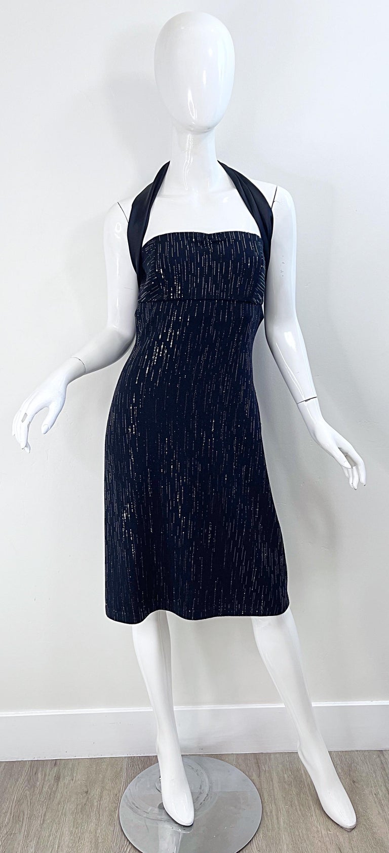 NWT St John Evening Size 6 Y2K Black Sequin Knit Vintage 2000s Halter Dress For Sale at 1stDibs NWT St John Evening Size 6 Y2K Black Sequin Knit Vintage 2000s Halter Dress For Sale at 1stDibs