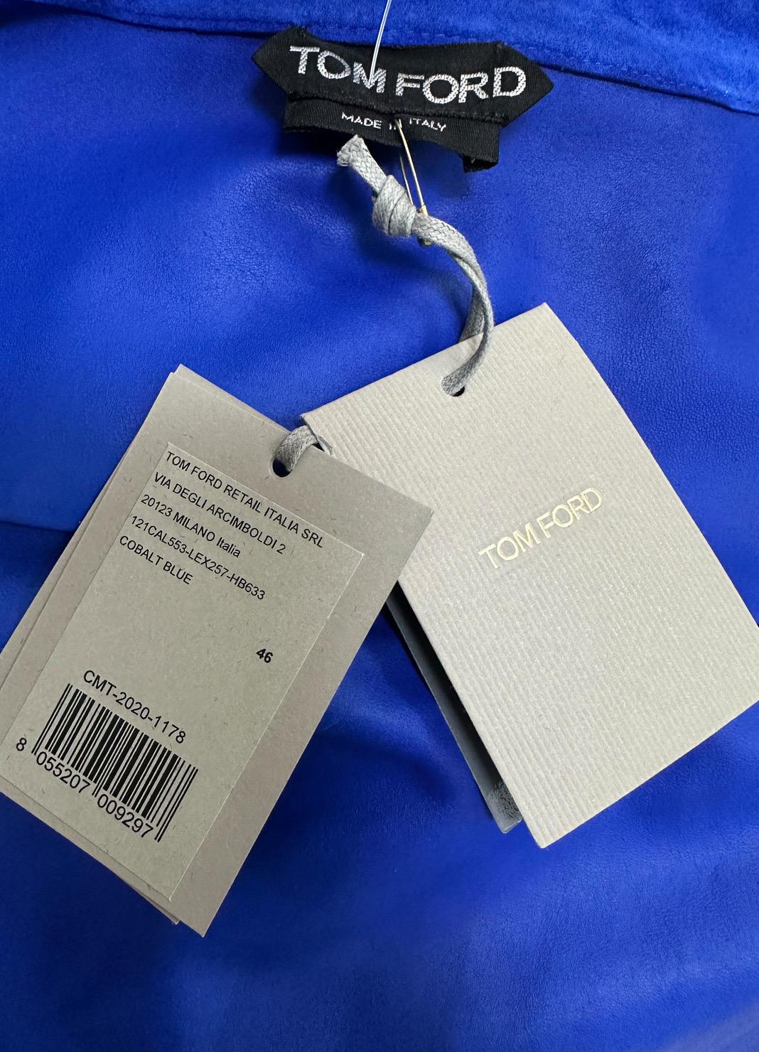 NWT Tom Ford 2021 Colbat Blue Shirt Pants Set Suit Sz.42 US10 in vendita 6