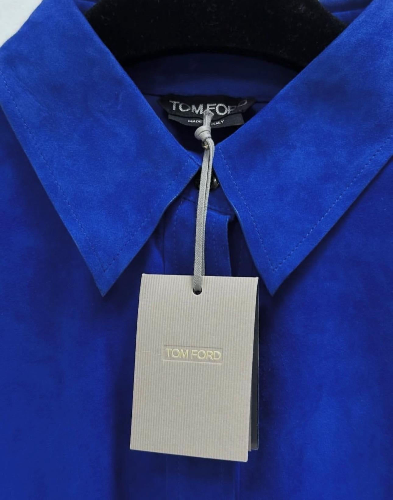 NWT Tom Ford 2021 Colbat Blue Shirt Pants Set Suit Sz.42 US10 In condizioni Nuovo in vendita a Krakow, PL