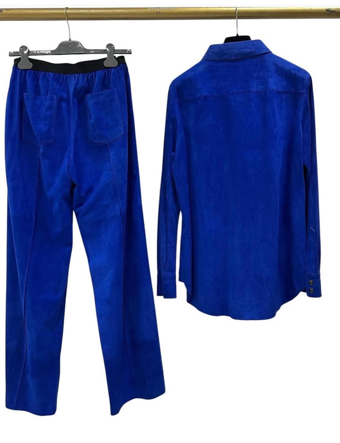 NWT Tom Ford 2021 Colbat Blue Shirt Pants Set Suit Sz.42 US10 in vendita 3