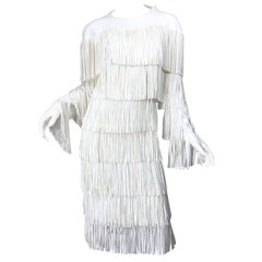 Vintage NWT Tom Ford $7, 000 Runway Fall 2015 Size 42 / 8 White Open Back Fringe Dress