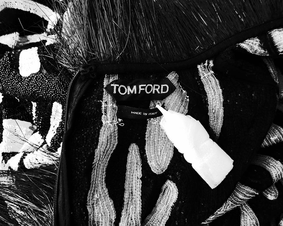 NWT $23K Tom Ford Beaded Zebra Ostrich Feather Dress Gown  Rare! For Sale 5