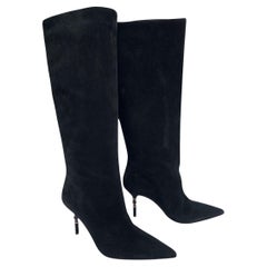 NWT Tom Ford for Gucci Bottes à talons en daim noir Bambou Italian 40 - US 10