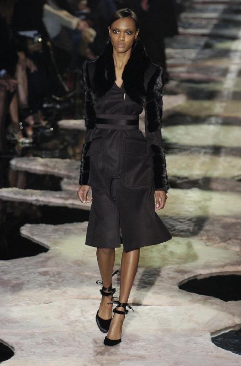 NWT Tom Ford for Gucci F/W 2004 Mink Trim Python Heel Black Shoes It 41 - US 11 For Sale 6