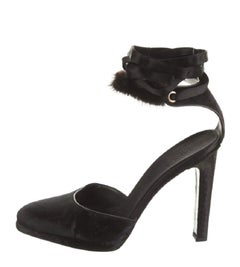 NWT Tom Ford for Gucci F/W 2004 Mink Trim Python Heel Black Shoes It 41 - US 11