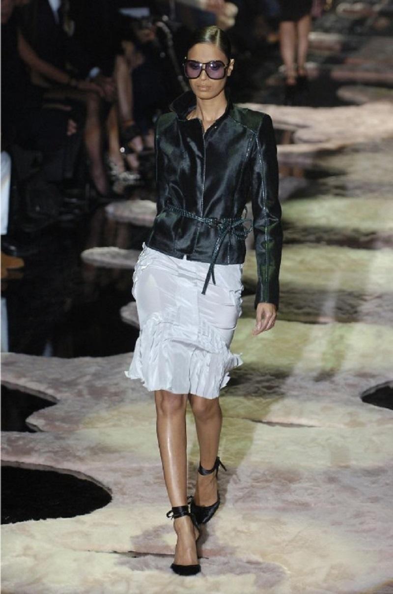 NWT Tom Ford for Gucci F/W 2004 Mink Trim Python Heel Black Shoes It 41 - US 11 For Sale 5