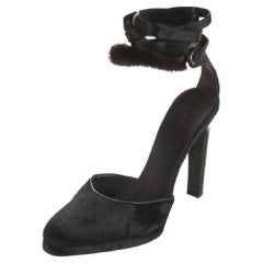 NWT Tom Ford for Gucci F/W 2004 Mink Trim Python Heel Black Shoes It 41 - US 11