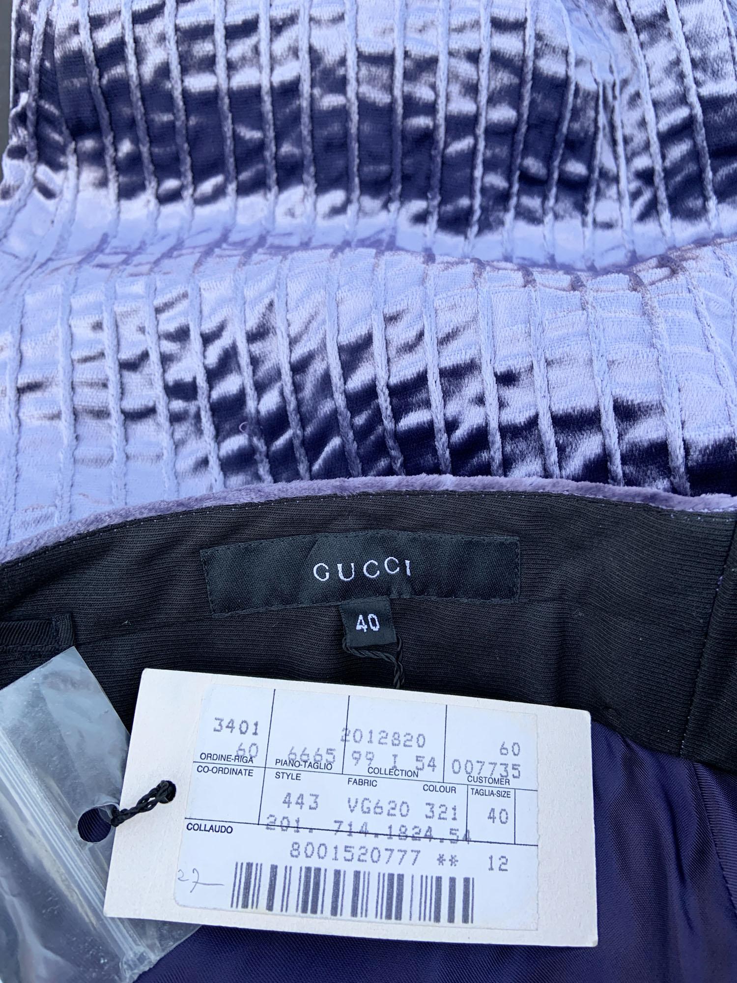 NWT Tom Ford for Gucci FW 1999 Pasarela Plata-Lavanda Pantalones de terciopelo machacado It 40 en Nuevo estado para la venta en Montgomery, TX