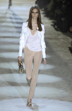 NWT Tom Ford for Gucci S/S 2004 Silk Off-White Color Fan Pleated Jacket It 42