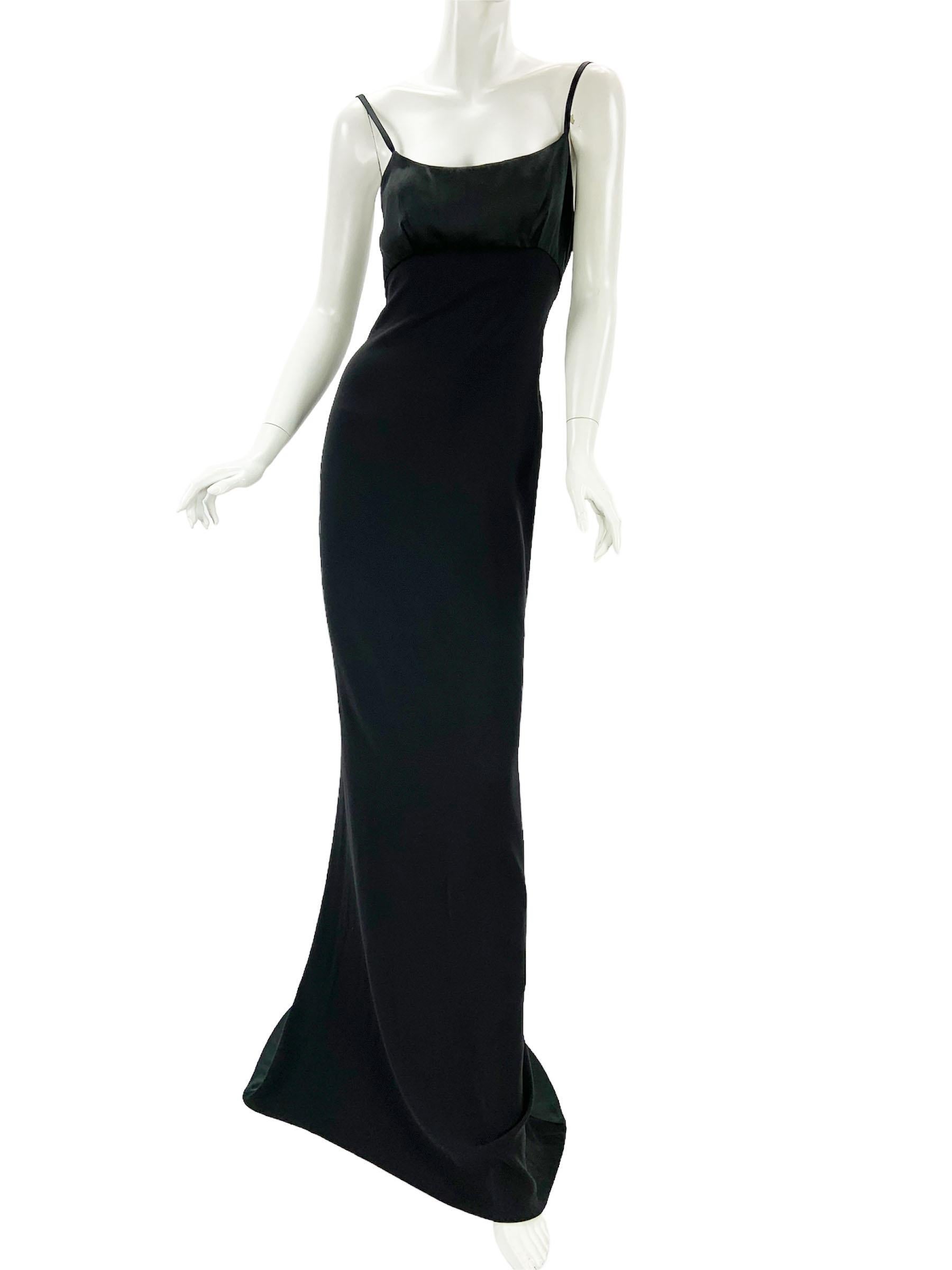 NWT Tom Ford for Gucci SS 2001 Black Silk Dress Gown Italian 40 - US 4  In New Condition For Sale In Montgomery, TX