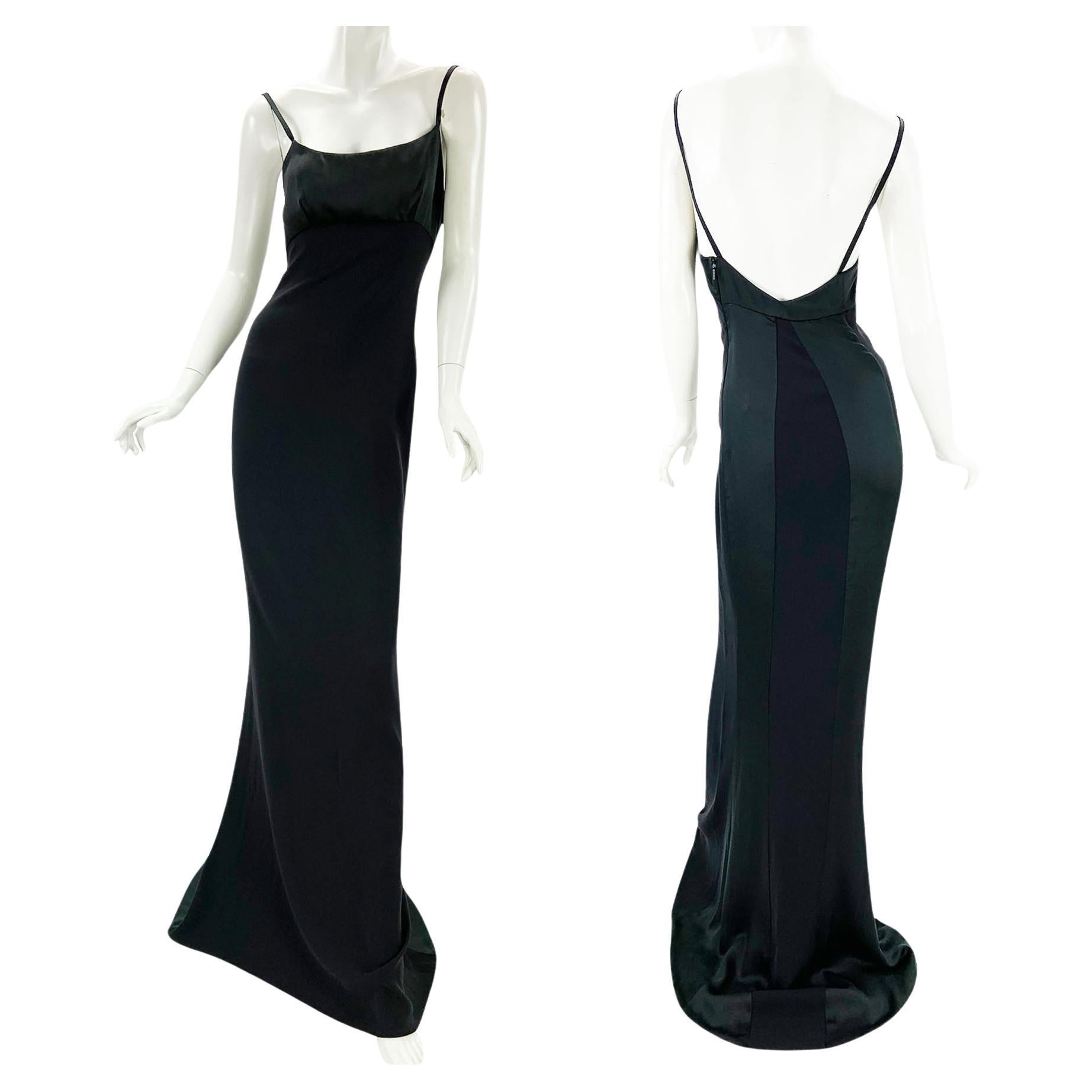 Tom Ford pour Gucci SS 2001 - Robe en soie noire italienne 40 - US 4 