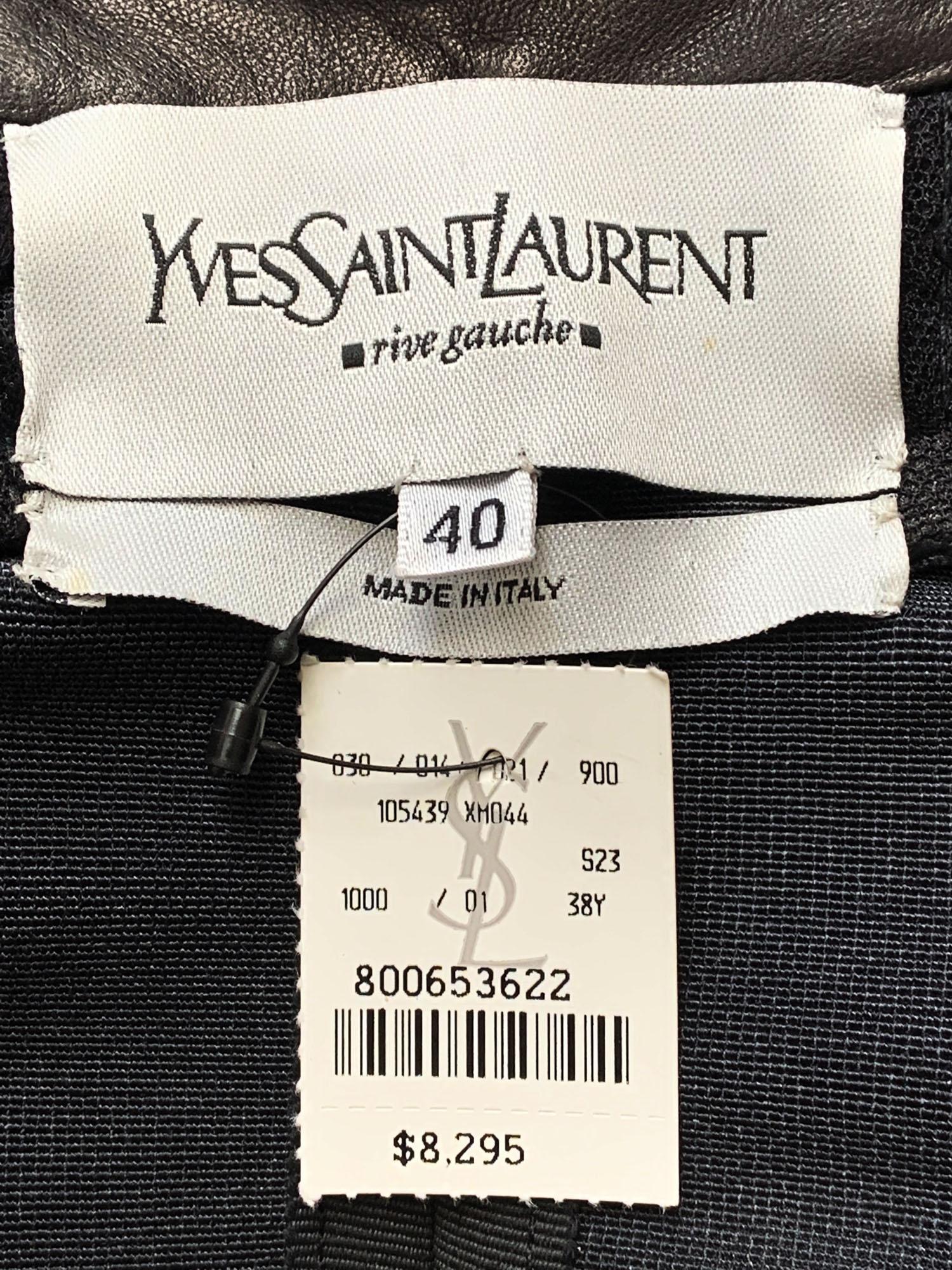 NWT Tom Ford For Yves Saint Laurent F/W 2002 Black Velvet & Leather Suit Fr 40 For Sale 5