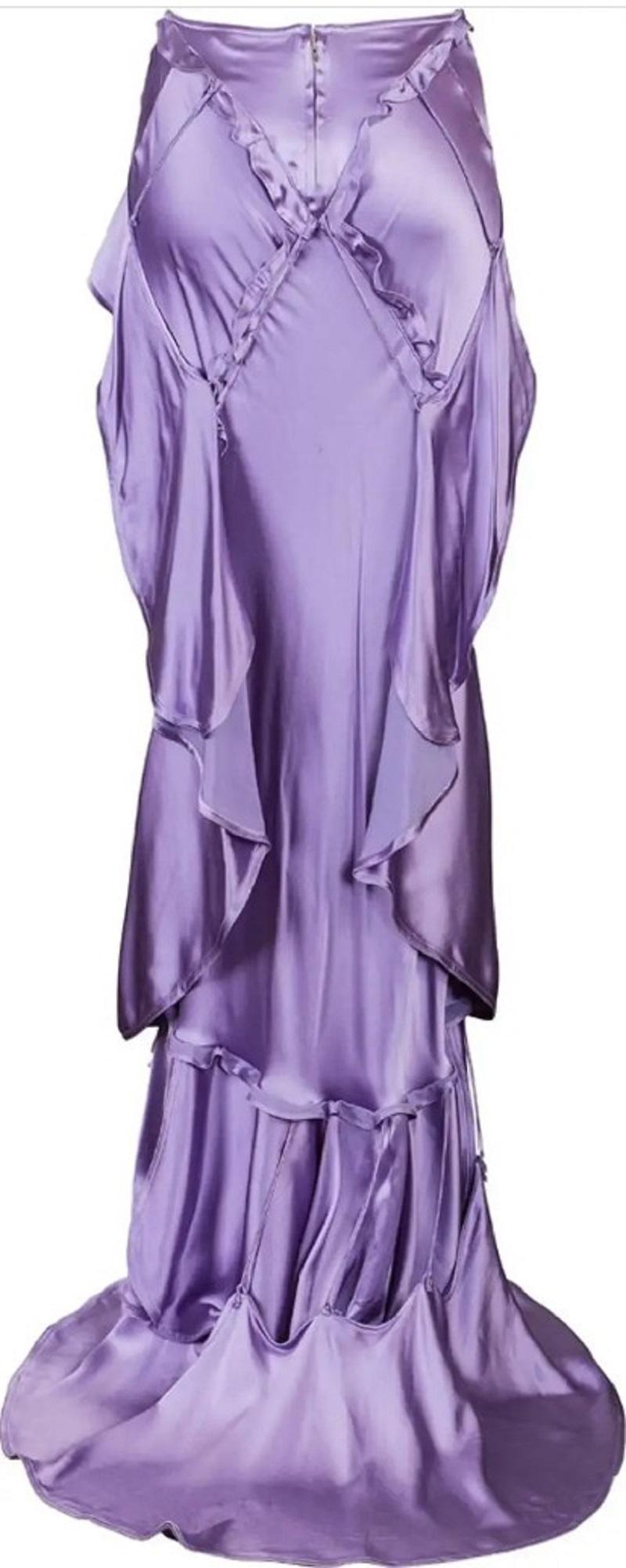 Purple NWT Tom Ford for Yves Saint Laurent F/W 2003 Lavender Silk Maxi Skirt Fr 36 US 4 For Sale