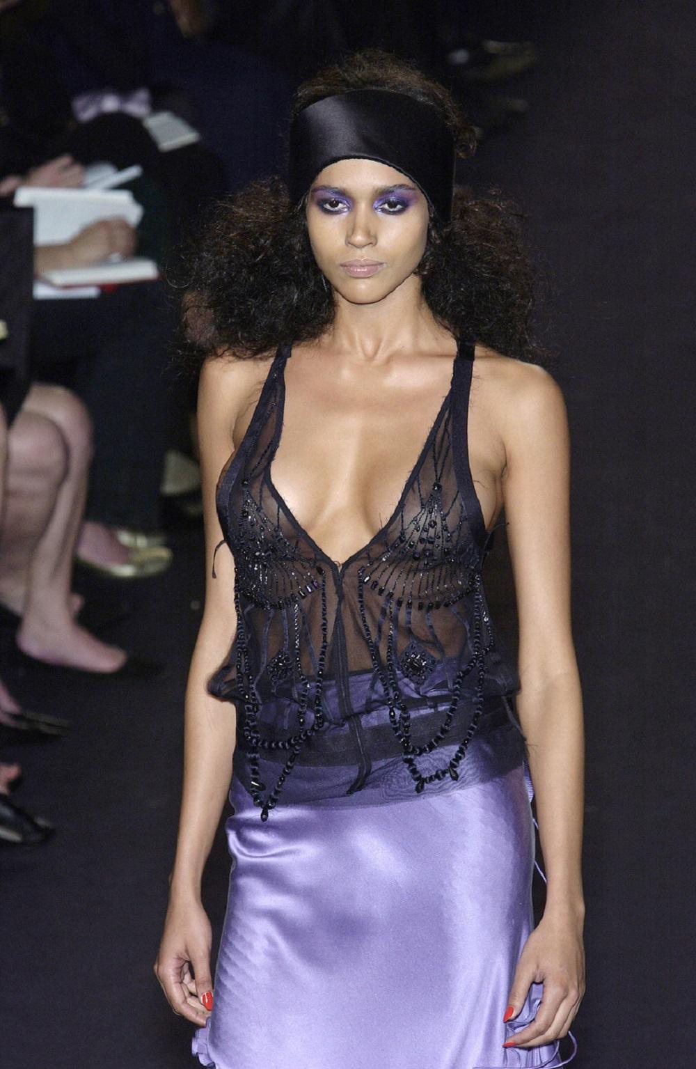 Women's NWT Tom Ford for Yves Saint Laurent F/W 2003 Lavender Silk Maxi Skirt Fr 36 US 4 For Sale