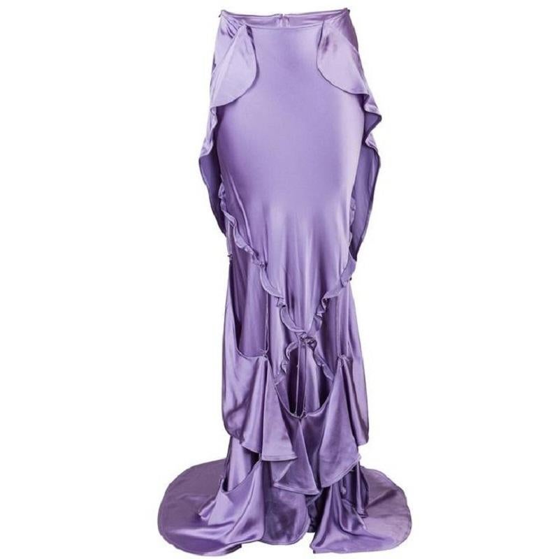 NWT Tom Ford for Yves Saint Laurent F/W 2003 Lavender Silk Maxi Skirt Fr 36 US 4 For Sale