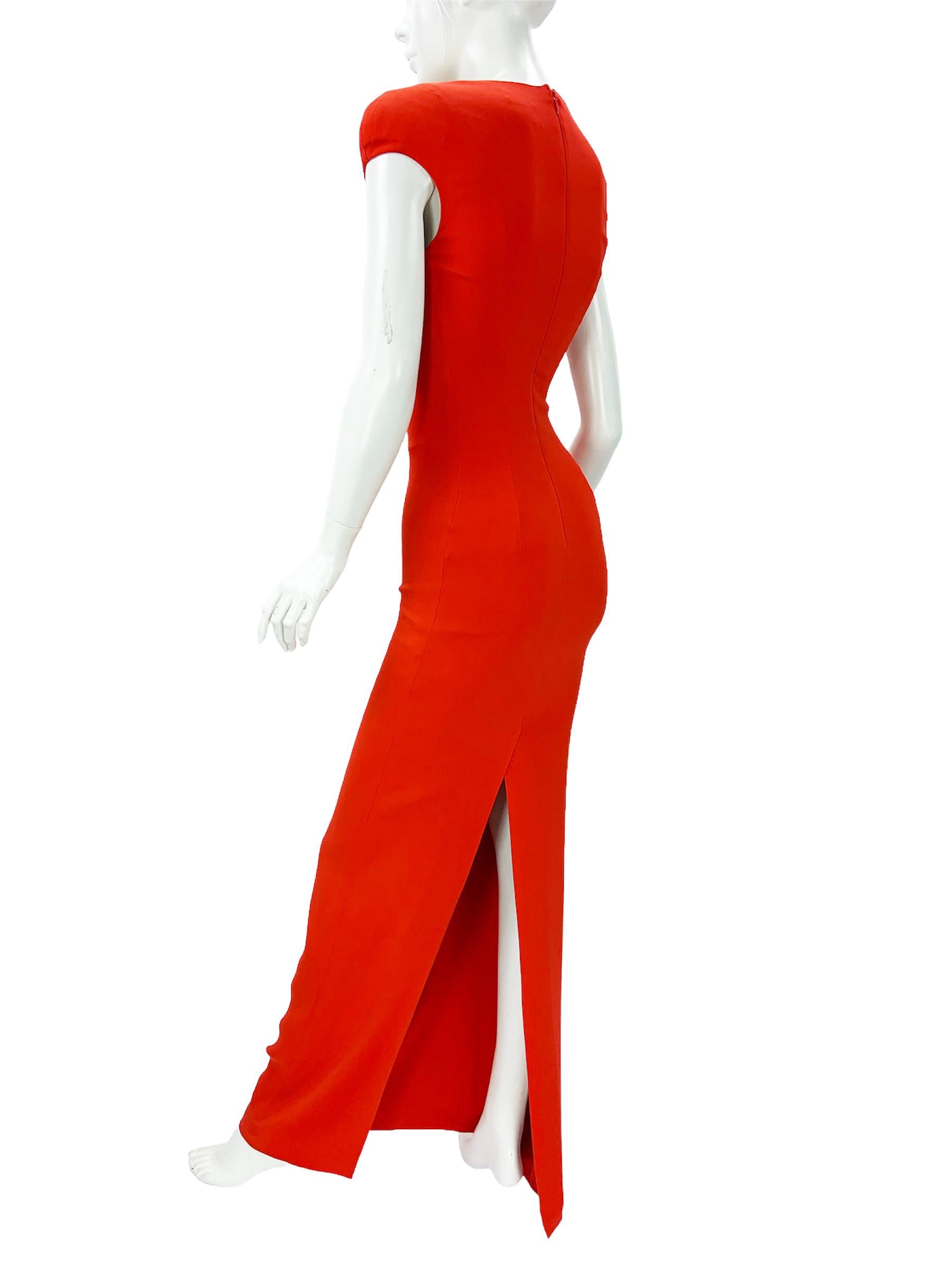 NWT Tom Ford FW 2023 Venetian Red Silk-Georgette Evening Cape Dress Italian 38 For Sale 8