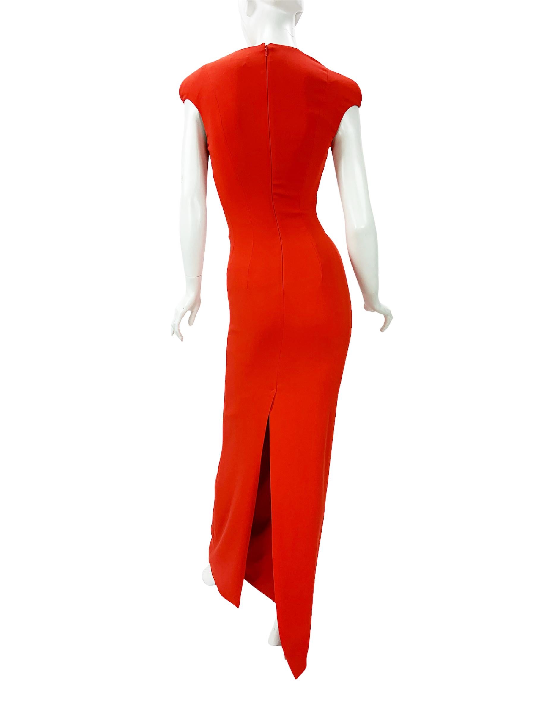 NWT Tom Ford FW 2023 Venetian Red Silk-Georgette Evening Cape Dress Italian 38 For Sale 9