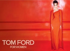 NWT Tom Ford FW 2023 Venetian Red Silk-Georgette Evening Cape Dress Italian 38