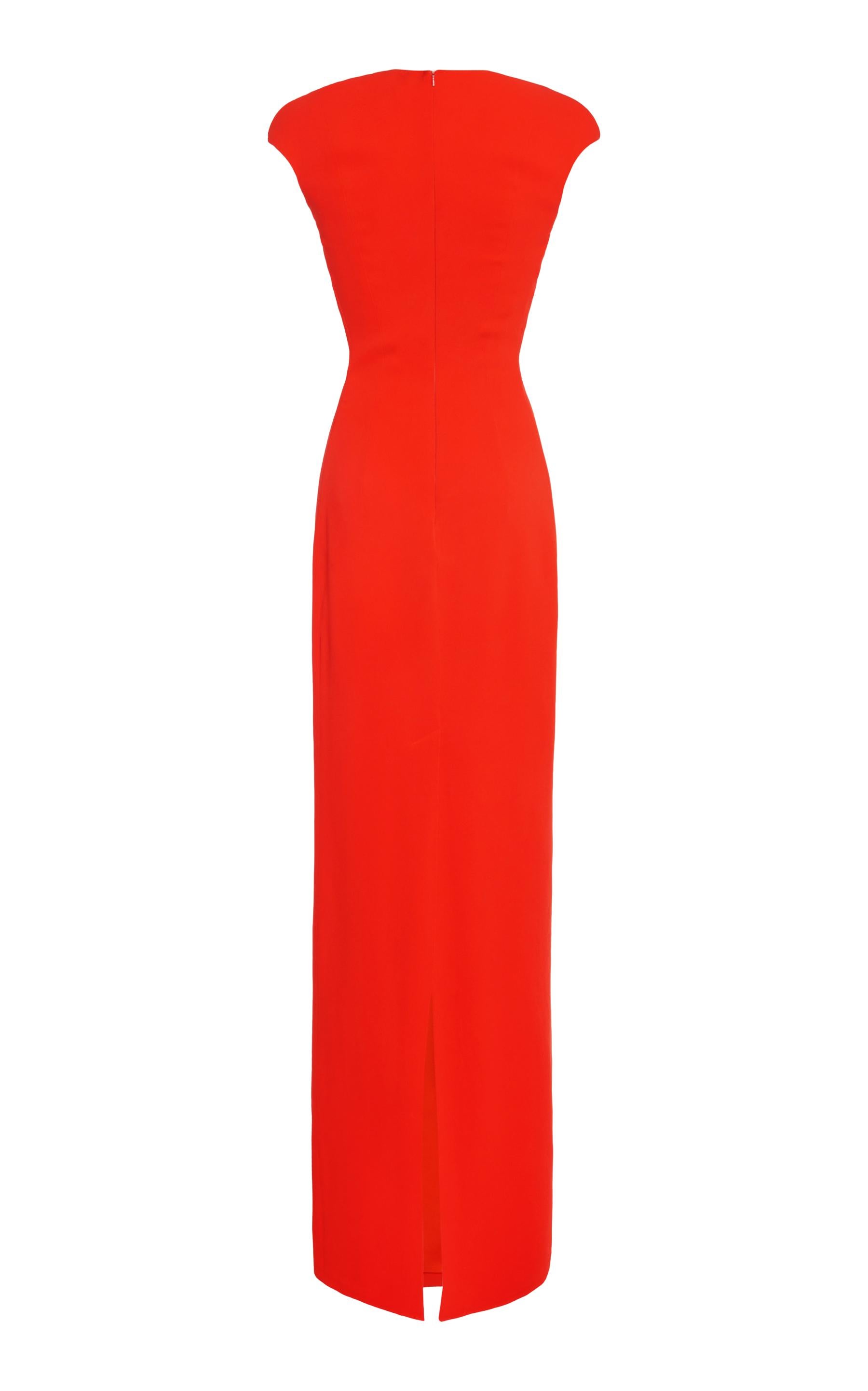 Women's NWT Tom Ford FW 2023 Venetian Red Silk-Georgette Evening Cape Dress Italian 38 For Sale