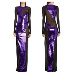 Tom Ford S/S 2023 Améthyste Liquid Sequins Robe de soirée sexy en maille noire, 40, neuve avec étiquette