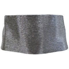 NWT Tom Ford Talla 44 / 8 10 Cinturón ancho de seda con cuentas plateadas metálicas 31 pulgadas de cintura
