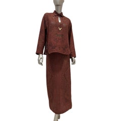 NWT Valentino Brown Laser-Cut Leather Two-Piece Set IT40