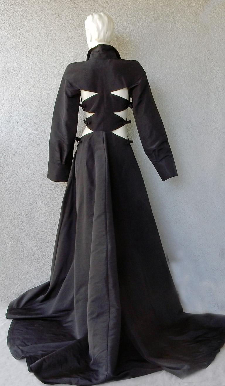 NWT Valentino Runway Black Cutout Coat Dress Gown For Sale 3