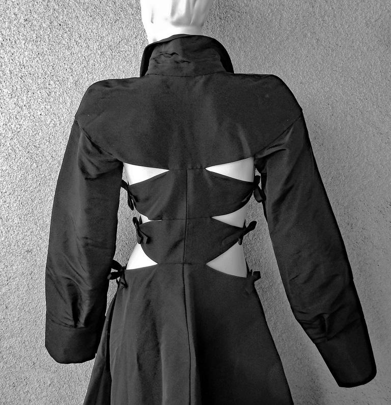 NWT Valentino Runway Black Cutout Coat Dress Gown For Sale 4