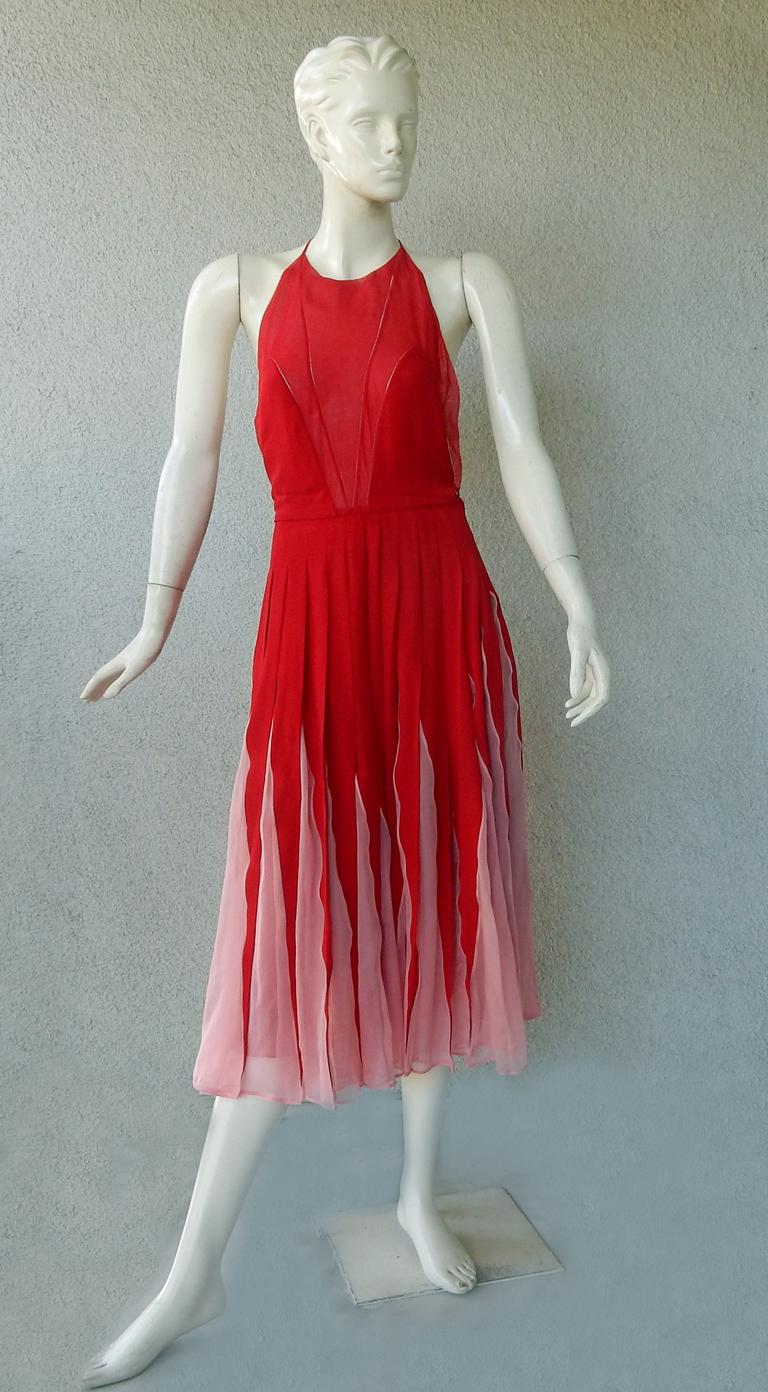 NWT Valentino Runway Red and Pink Evening Dress Seen on Cover For Sale at
