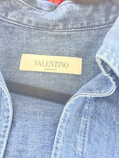 NWT Valentino Spring 2021 Denim Gold V Logo Caftan Tunic Dress Oversized Kaftan