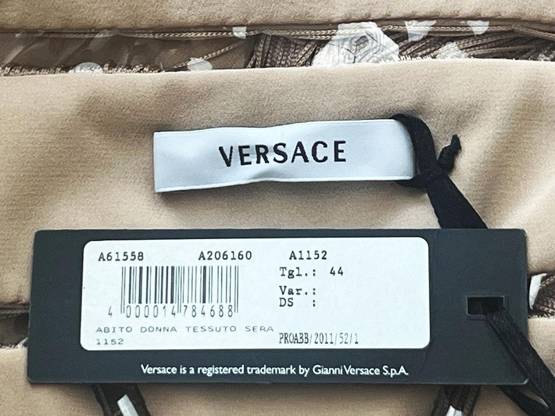 NWT Versace Nude Naked Spectacular Fringe Long Silk Corset Dress Gown It. 44 7