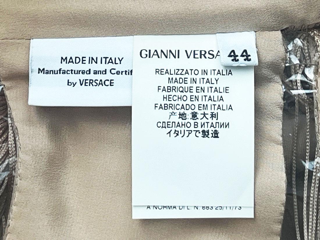 NWT Versace Nude Naked Spectacular Fringe Long Silk Corset Dress Gown It. 44 8