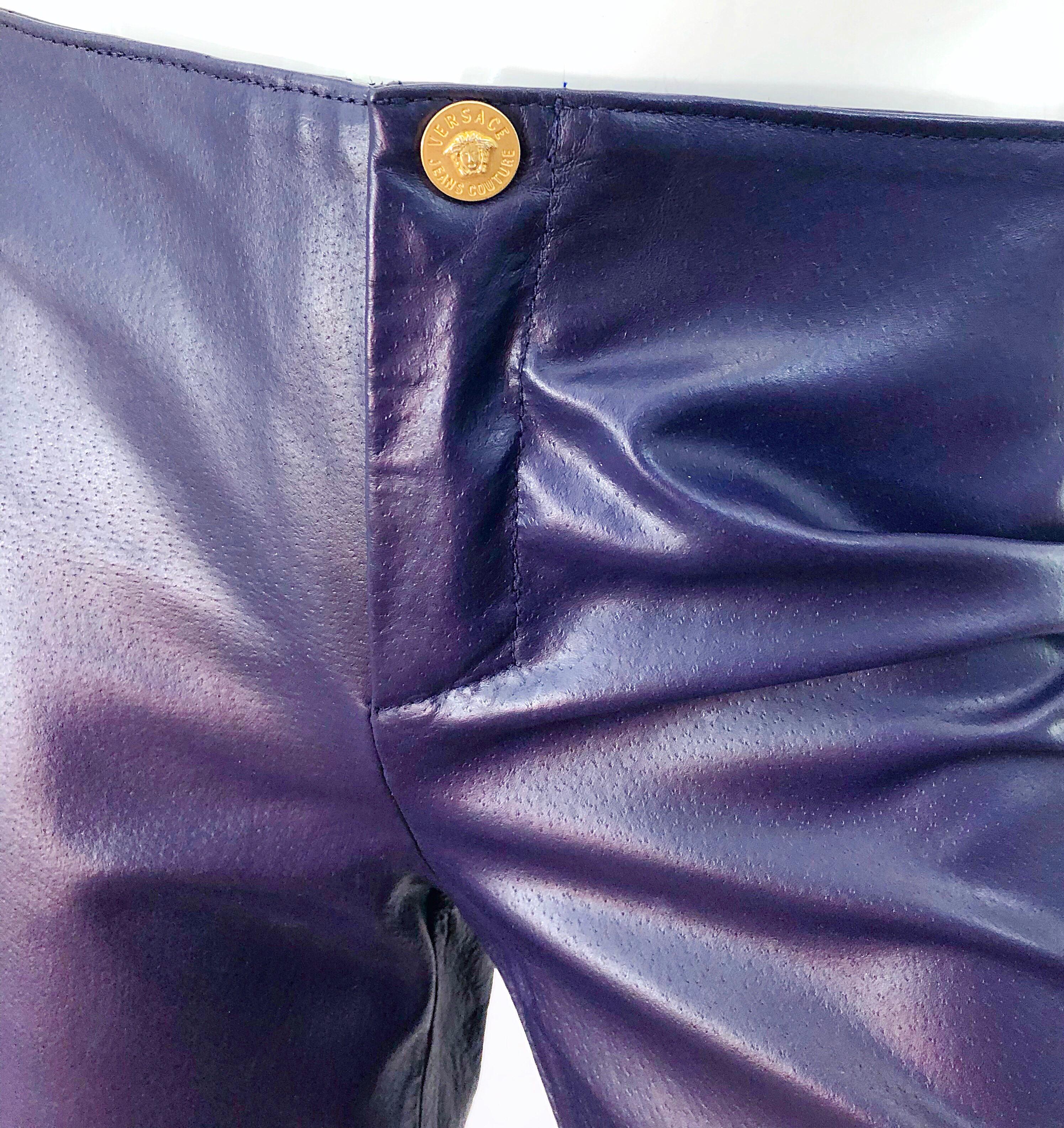 dark purple leather pants