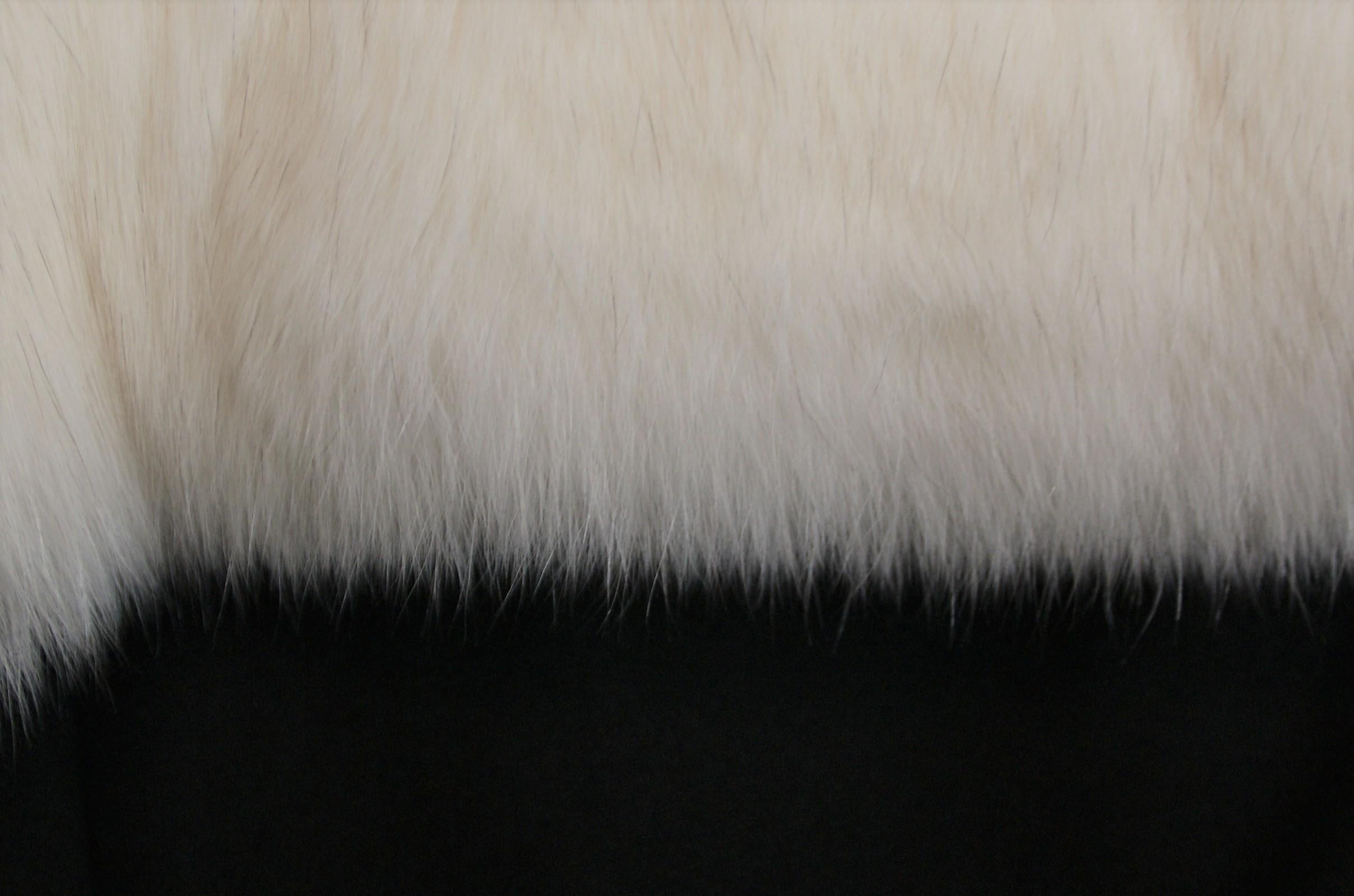 Beige NWT Vintage 1998 Atelier Versace Ivory Silk Velvet & Ermine Fur Wrap Scarf