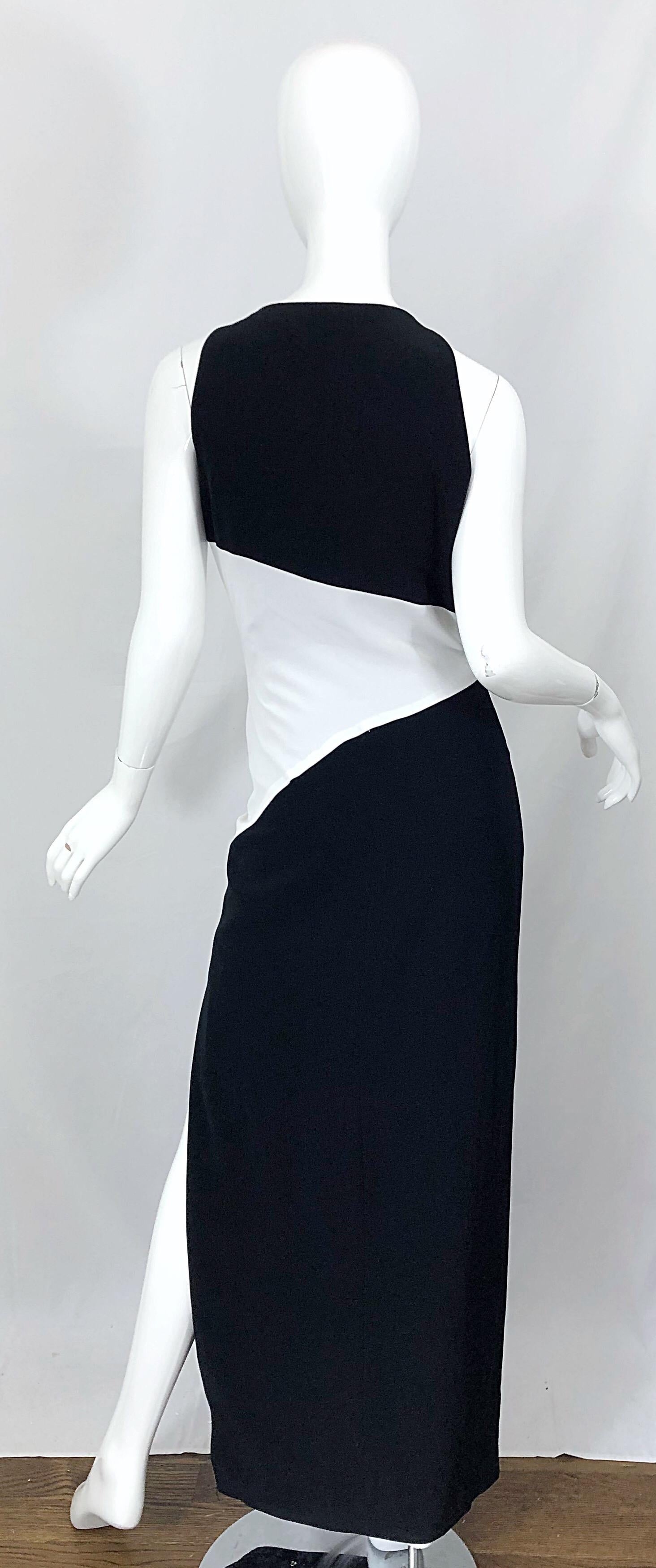 NWT Vintage Bob Mackie Size 8 Black and White Color Block Sleeveless Gown Dress For Sale 4