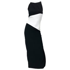 NWT Vintage Bob Mackie Size 8 Black and White Color Block Sleeveless Gown Dress