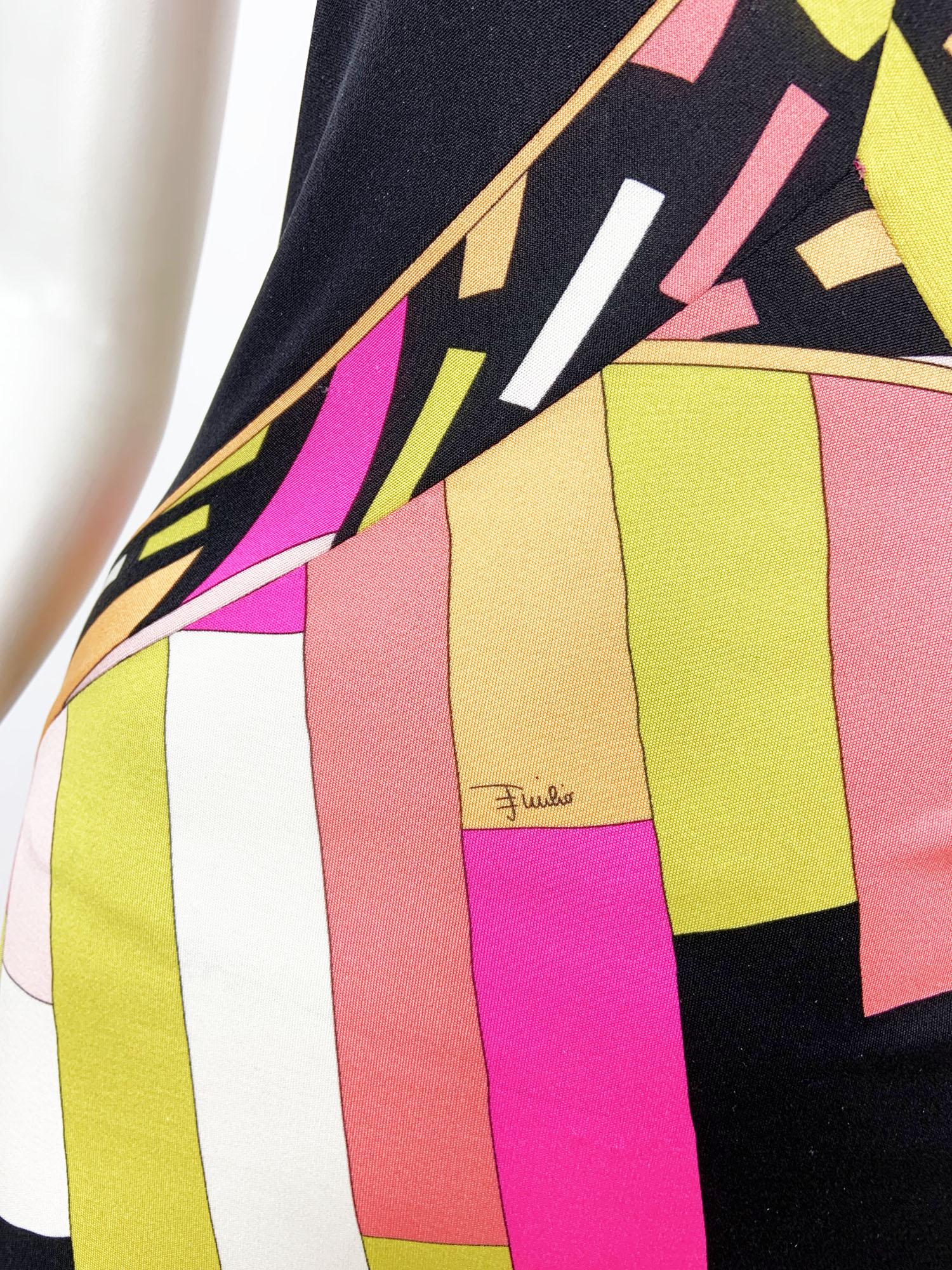 NWT Vintage Emilio Pucci Plunging Silk Print Stretch Jersey  Dress US 6 It 40 im Angebot 4