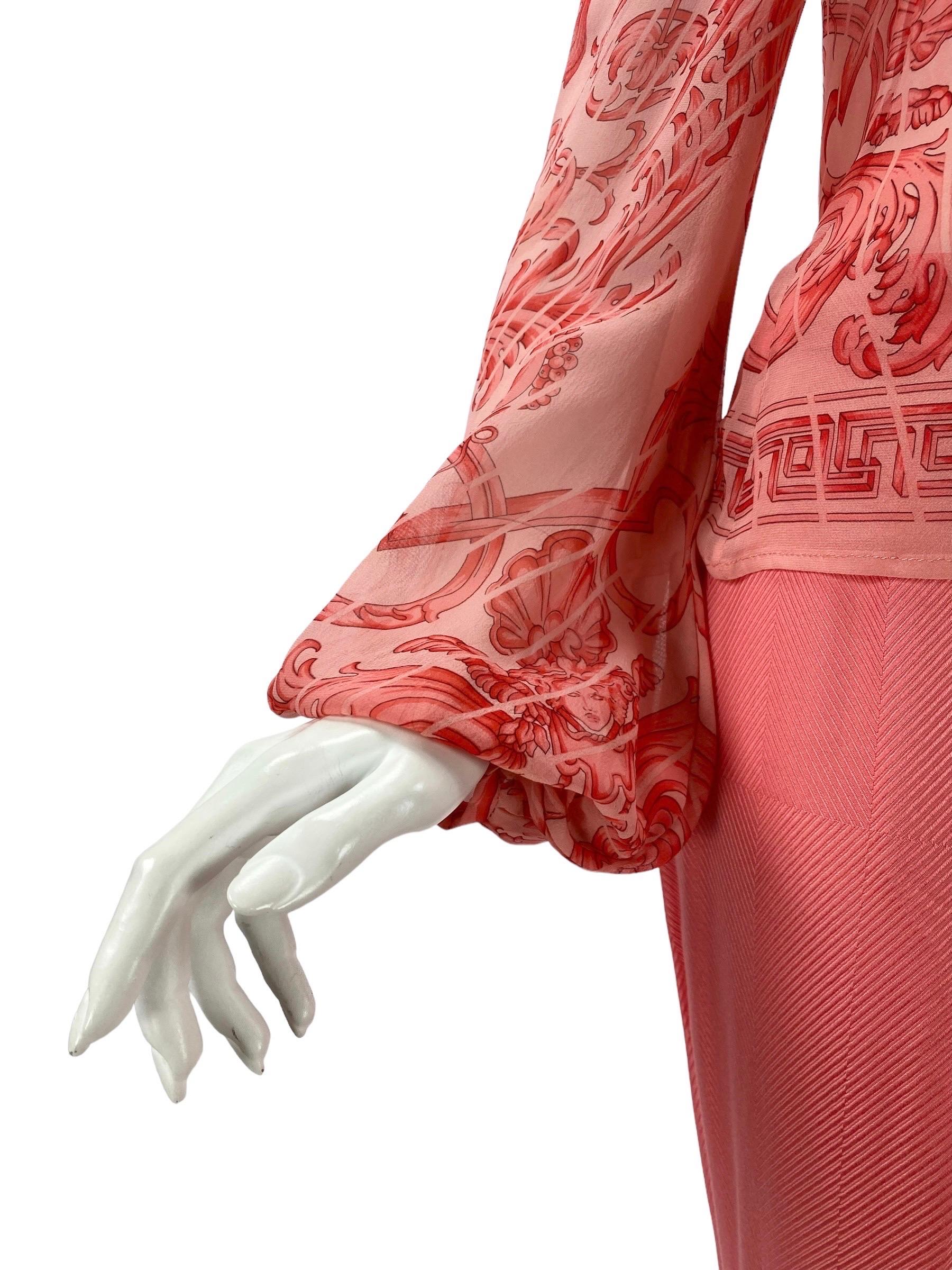 Costume pantalon italien 3 pièces en soie rose vintage Gianni Versace Couture, Taille 42, Neuf avec étiquette  en vente 4