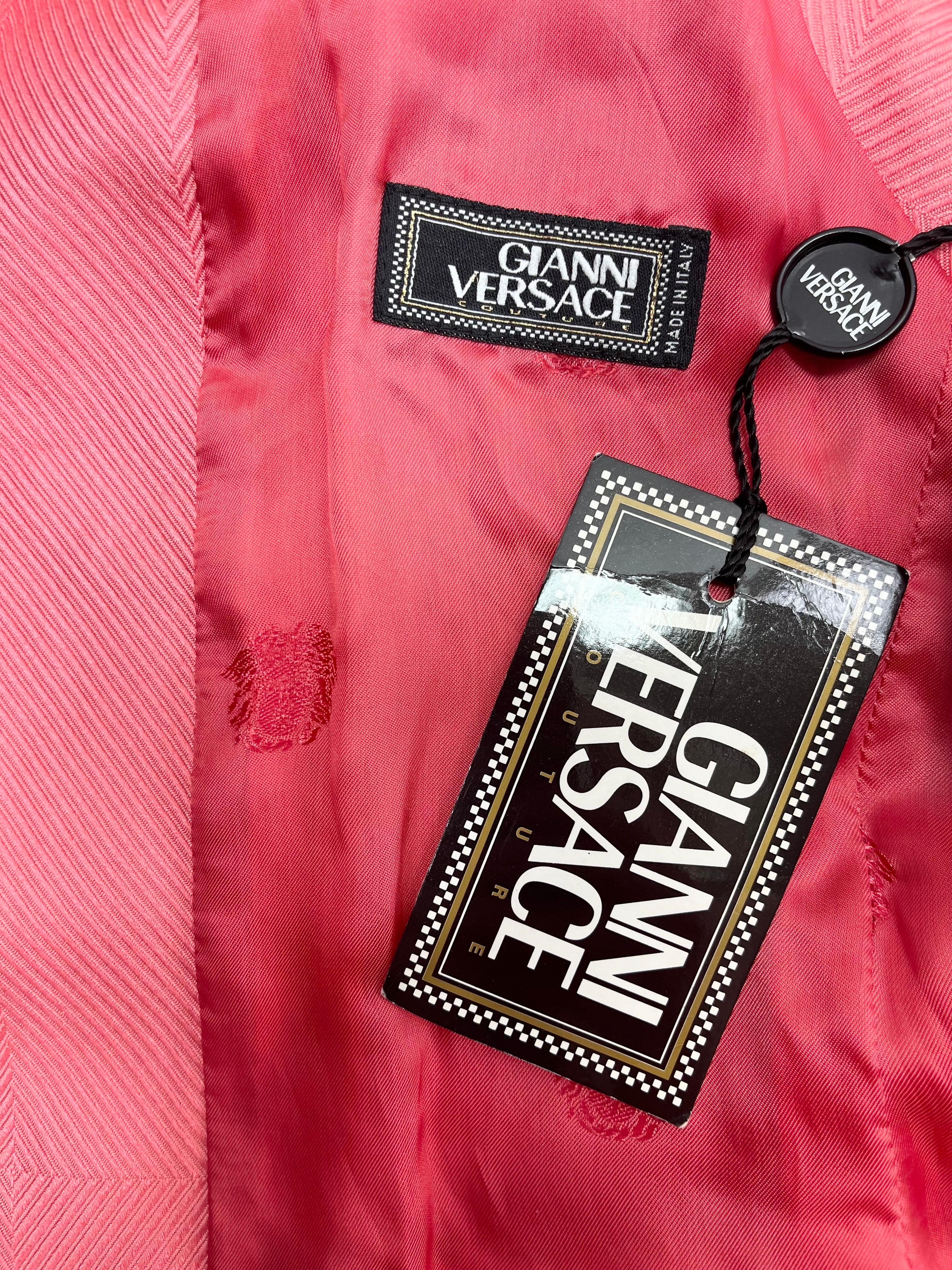 Costume pantalon italien 3 pièces en soie rose vintage Gianni Versace Couture, Taille 42, Neuf avec étiquette  en vente 5