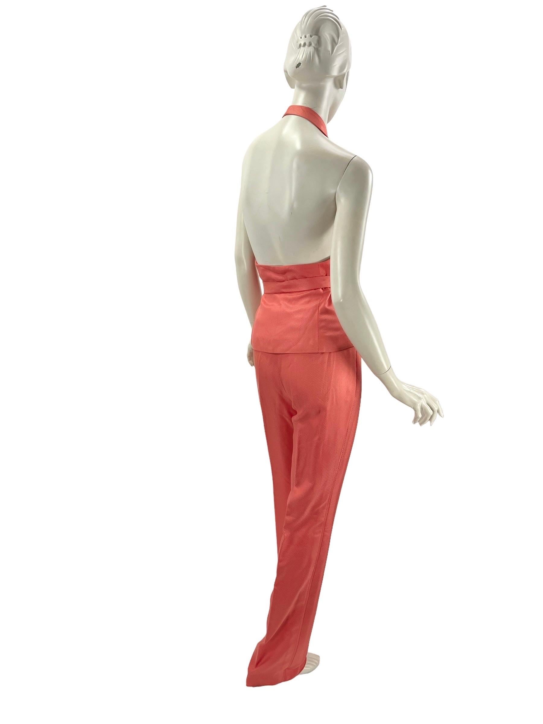Costume pantalon italien 3 pièces en soie rose vintage Gianni Versace Couture, Taille 42, Neuf avec étiquette  Neuf - En vente à Montgomery, TX