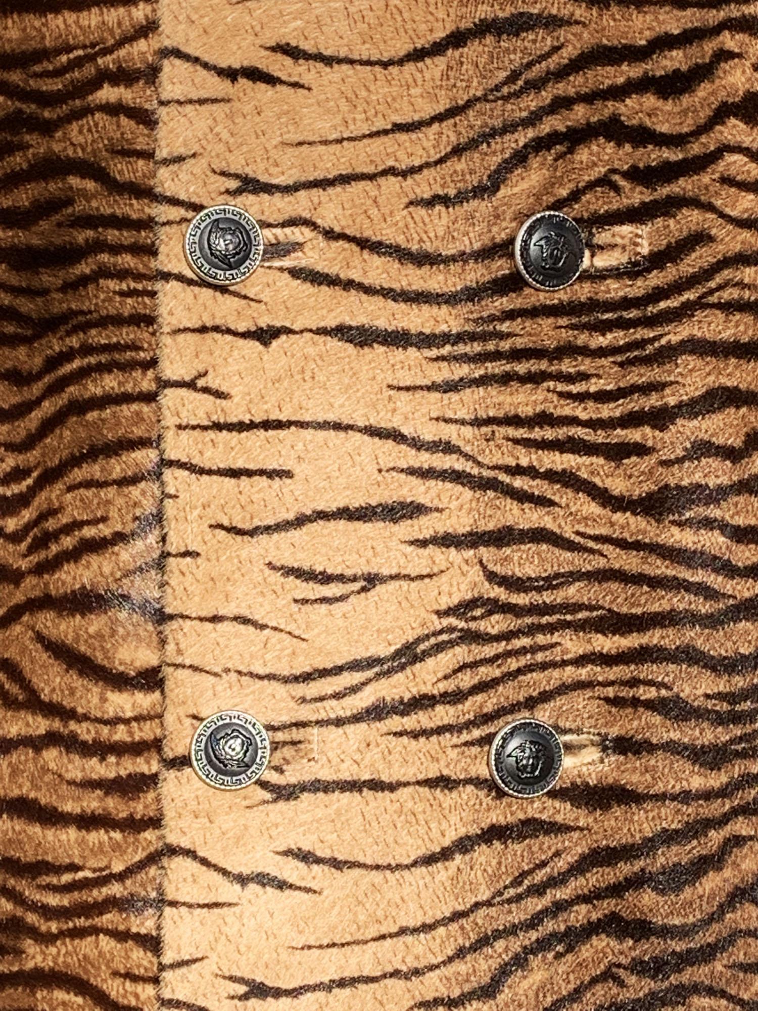 NWT Vintage Gianni Versace Zebra Print Fur Leather Men's Coat Italian 56  US 46 For Sale 5