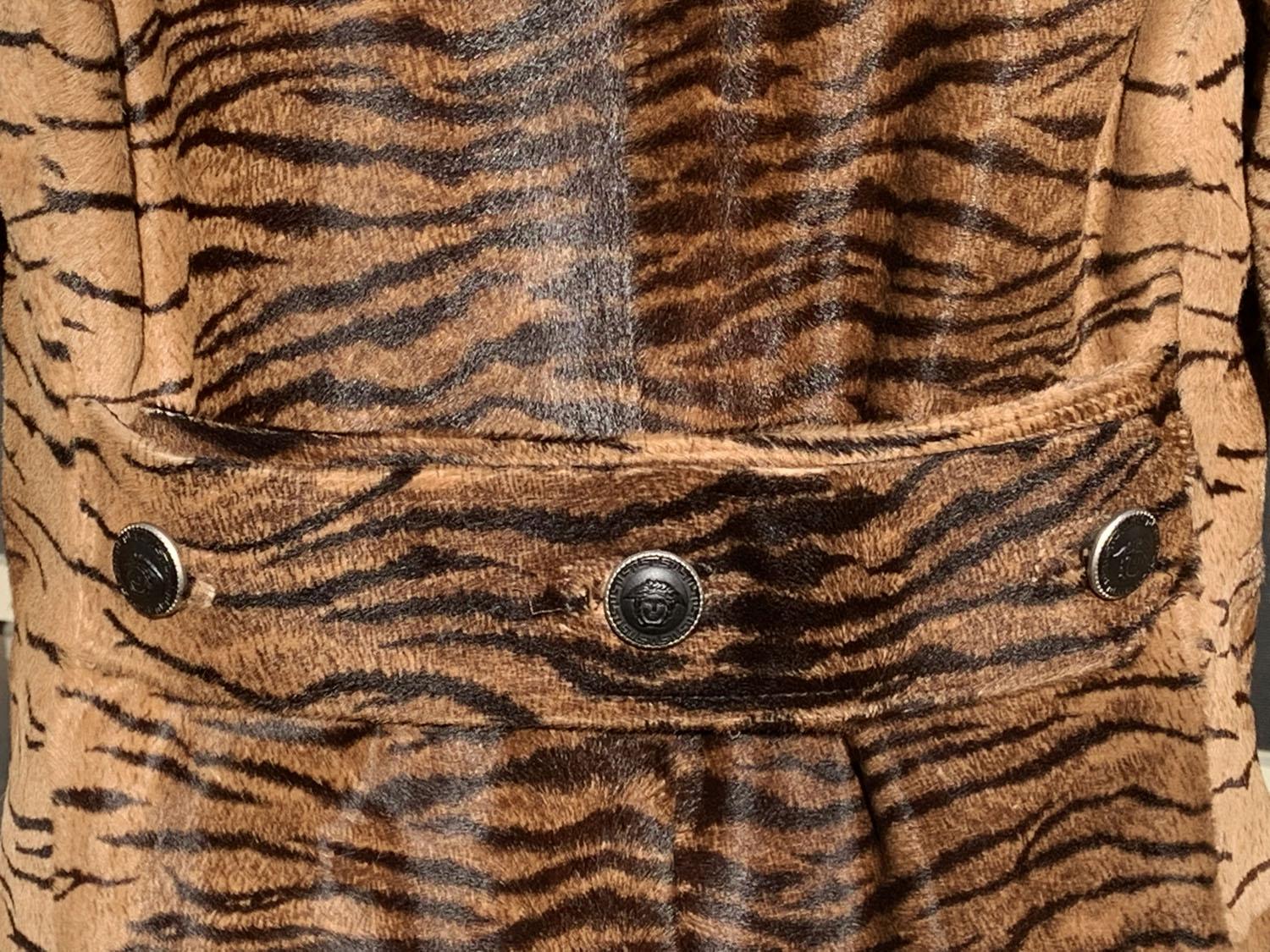 NWT Vintage Gianni Versace Zebra Print Fur Leather Men's Coat Italian 56  US 46 For Sale 7